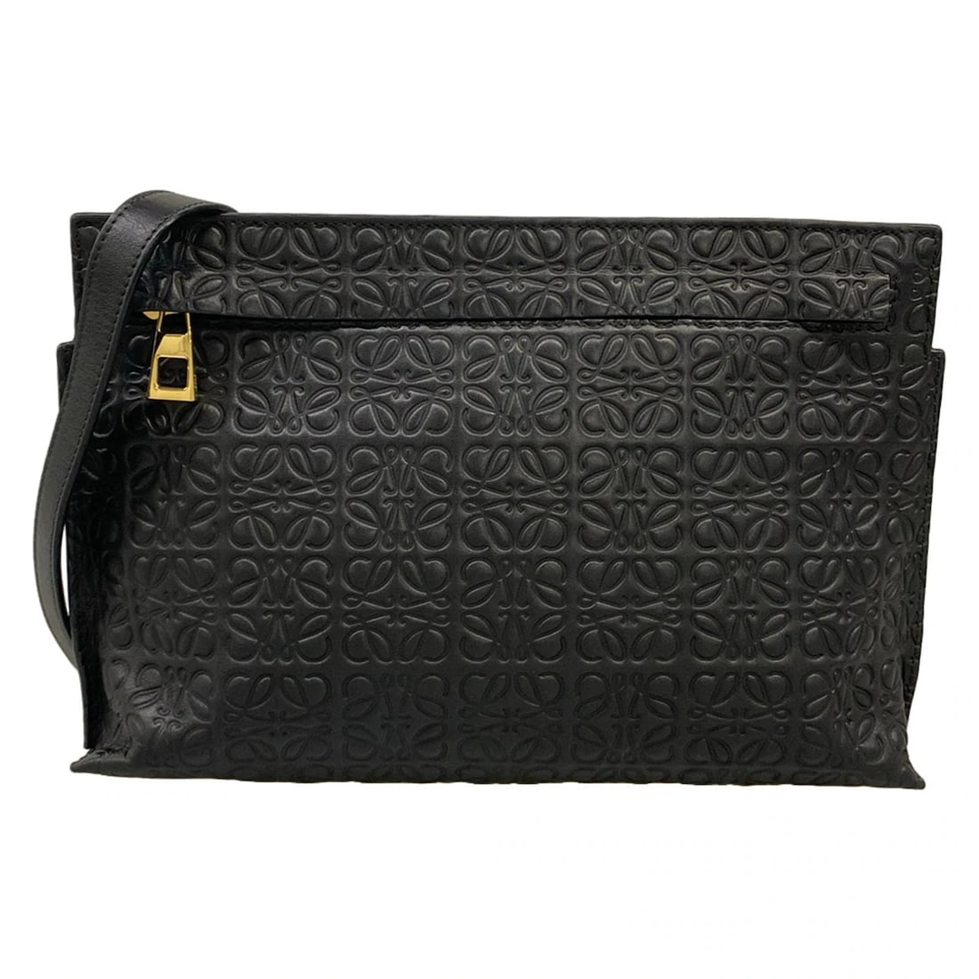 LOEWE REPEAT BLACK LEATHER SHOULDER BAG: LOEWE Repeat Black Leather Shoulder Bag Brand: LOEWE Type/Style: Shoulder Bag Material: Exterior Material Leather Color: Exterior Color Black Size: Height : 6.69 inch (17 cm) Width : 9.84 inch (25 cm)