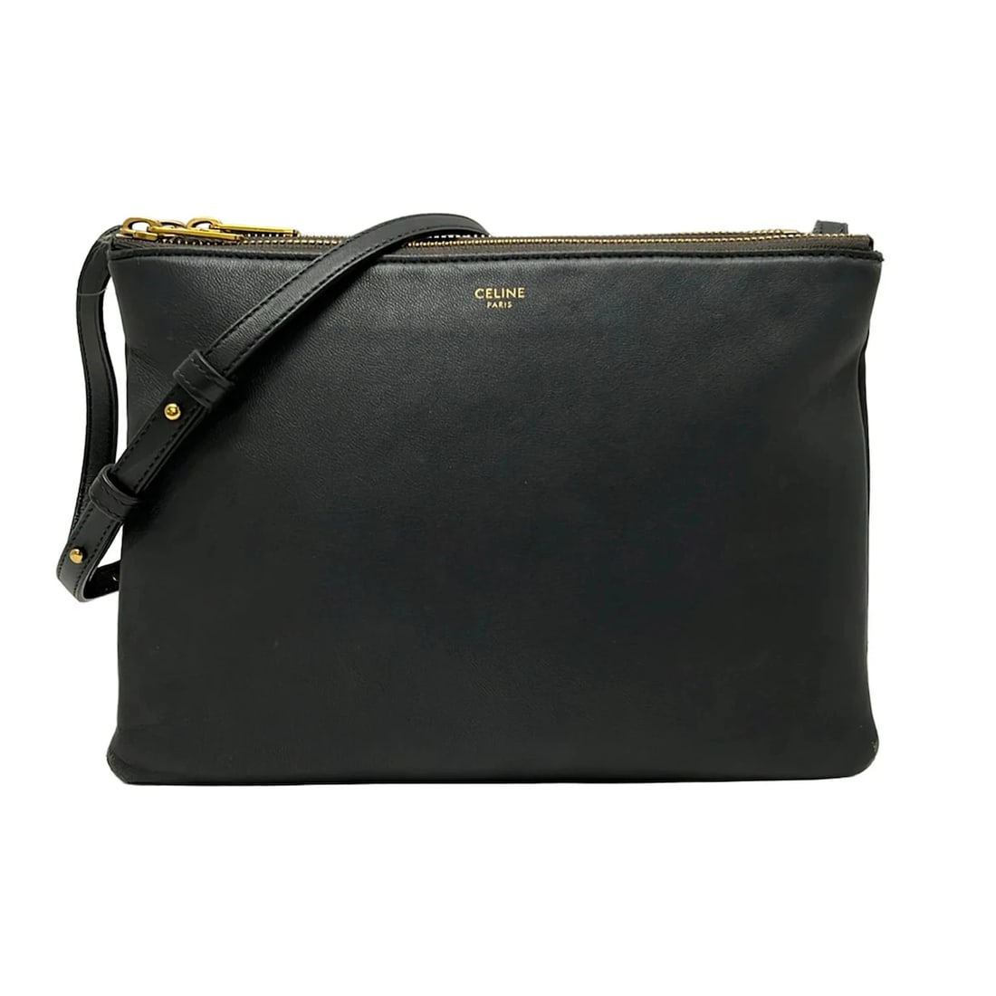 CELINE TRIO LARGE GRAY LEATHER SHOULDER BAG: CELINE Trio Large Gray Leather Shoulder Bag Brand: CELINE Type/Style: Shoulder Bag Material: Exterior Material Leather Color: Exterior Color Gray Size: Height : 6.69 inch (17 cm) Width : 9.65 inch (24