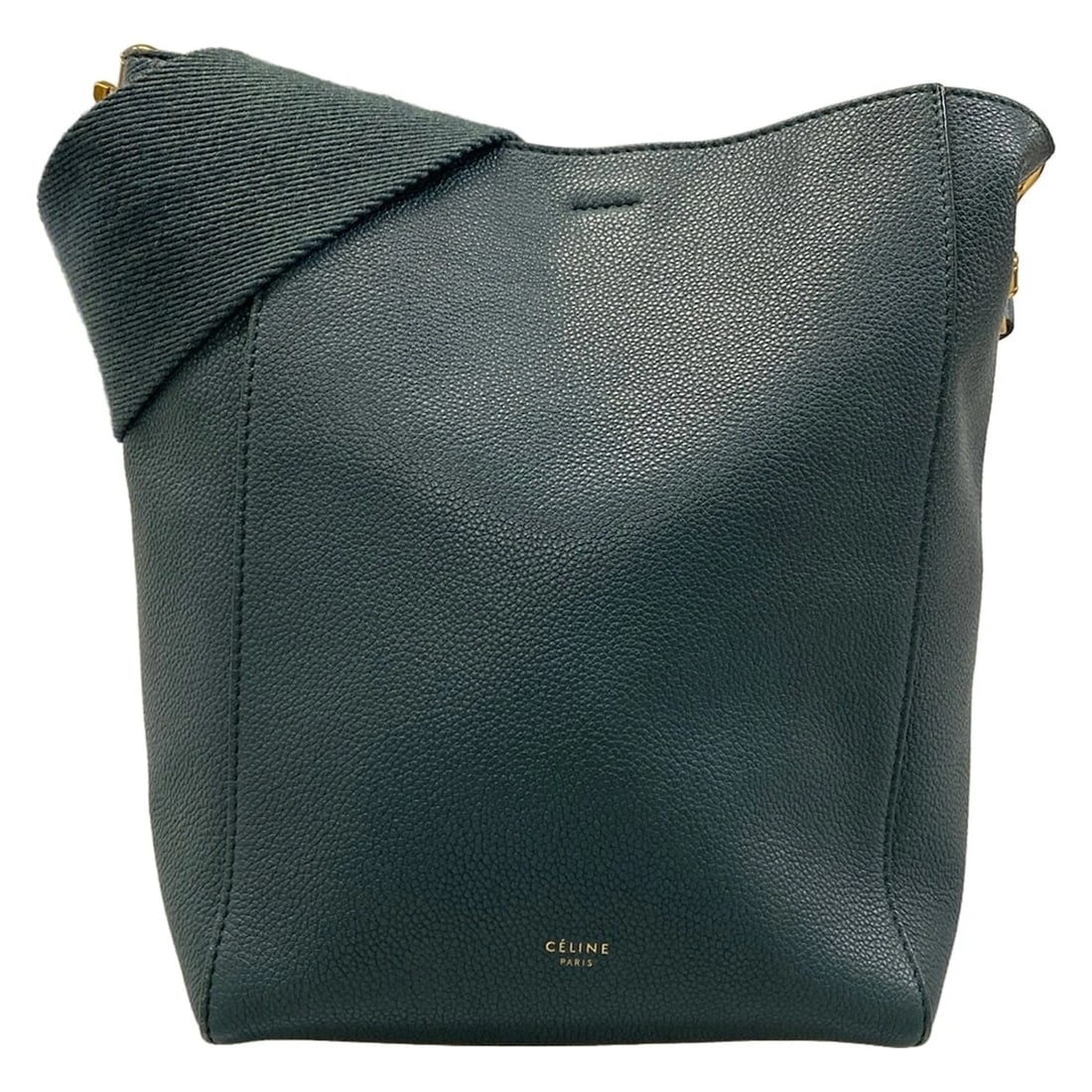 CELINE SANGLE SMALLGREEN SOFT GRAINED CALFSKIN SHOULDER BAG: CELINE Sangle SmallGreen Soft grained calfskin Shoulder Bag Brand: CELINE Type/Style: Shoulder Bag Material: Exterior Material Soft grained calfskin Color: Exterior Color Green Size: Height : 9.84 inc