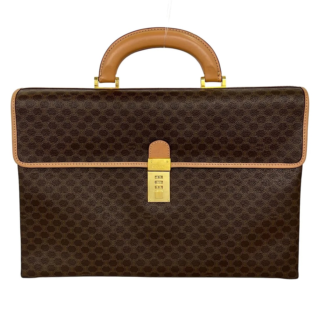 CELINE MACADAMDARK BROWN BEIGE PVC LEATHER BUSINESS BAG (1 of 7)
