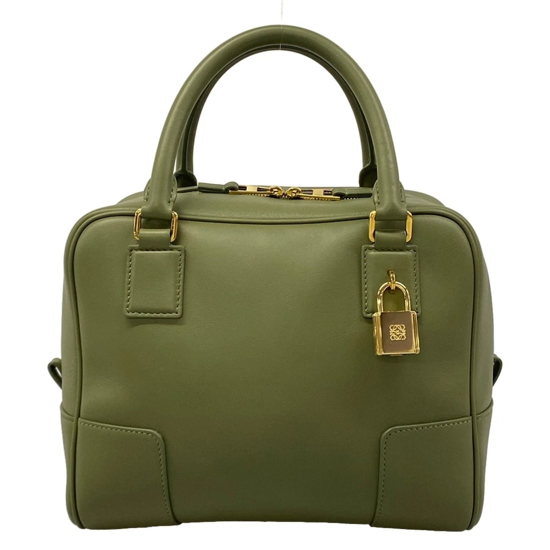 LOEWE AMAZONA 19 SQUARE DARK GREEN NAPPA CALFSKINHANDBAG (1 of 10)
