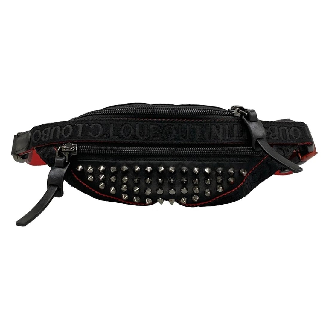 CHRISTIAN LOUBOUTIN BLACK RED NYLON LEATHER BUM BAG (1 of 10)