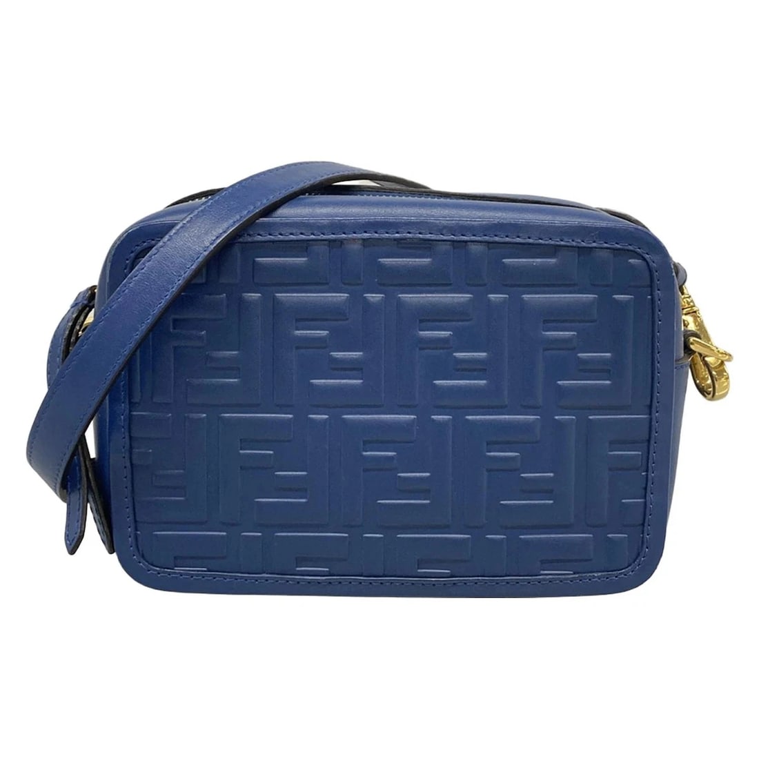 FENDI CAM/ZUCCA BLUE LEATHER SHOULDER BAG (1 of 9)