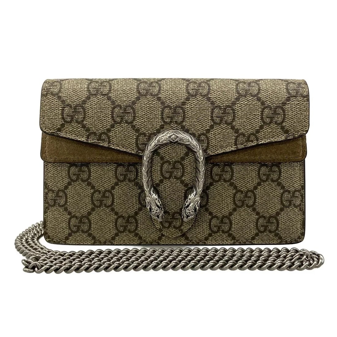 GUCCI DIONYSUS/GG PLUS/GG SUPREME DARK BROWN BEIGE PVC SUEDE: GUCCI Dionysus/GG Plus/GG Supreme Dark Brown Beige PVC Suede Brand: GUCCI Type/Style: Shoulder Bag Material: Exterior Material PVC, Suede Color: Exterior Color Dark Brown, Beige Size: Height : 4.13 in