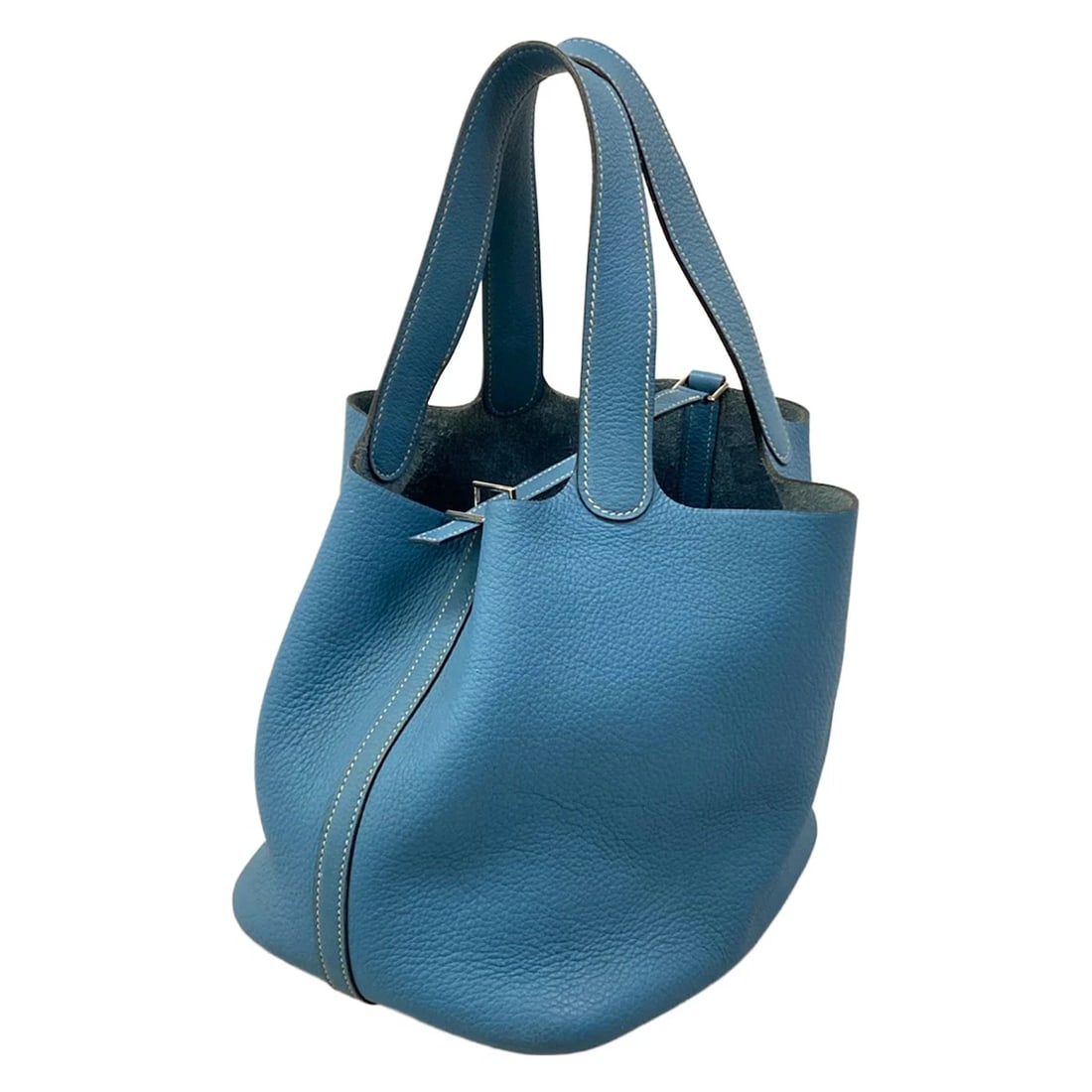 HERMES PICOTIN PM BLUE JEAN TAURILLON CLEMENCE HANDBAG (1 of 10)