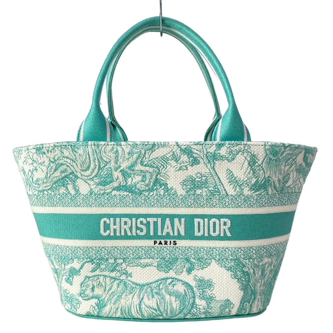DIOR/CHRISTIAN WHITE LIGHT GREEN JACQUARD TOTE BAG (1 of 9)