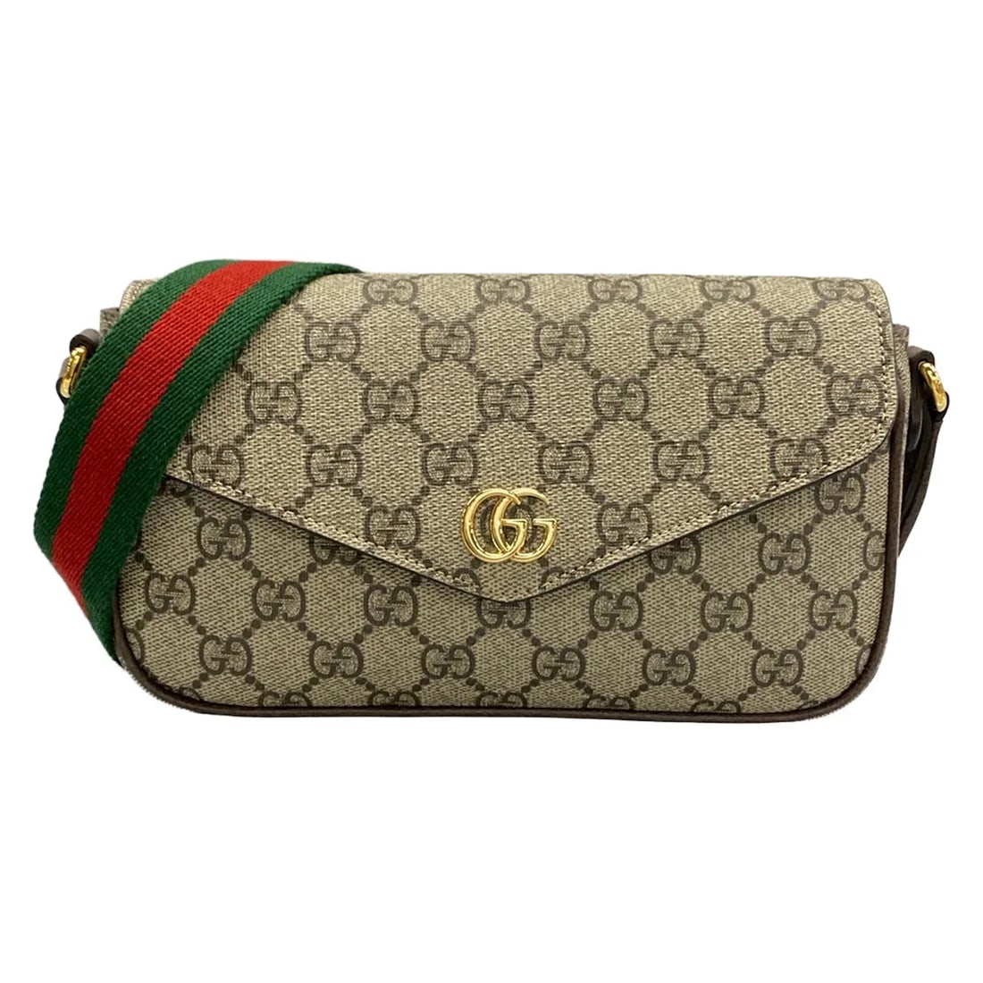 GUCCI OPHIDIA BEIGE DARK BROWN MULTI PVC LEATHER SHOULDER BAG (1 of 9)