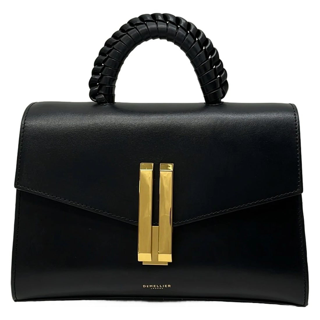 DEMELLIER MIDI MONTREALBLACK LEATHER HANDBAG: DEMELLIER Midi MontrealBlack Leather Handbag Brand: DEMELLIER Type/Style: Handbag Material: Exterior Material Leather Color: Exterior Color Black Size: Height : 6.3 inch (16 cm) Width : 9.06 inch (23 