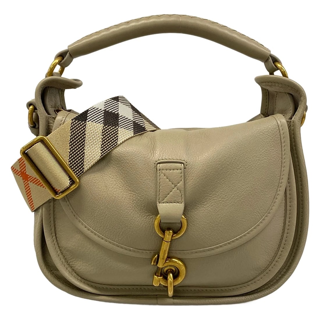 BURBERRY SMALL B CLIP MESSENGER BAG BEIGE BLACK (1 of 9)