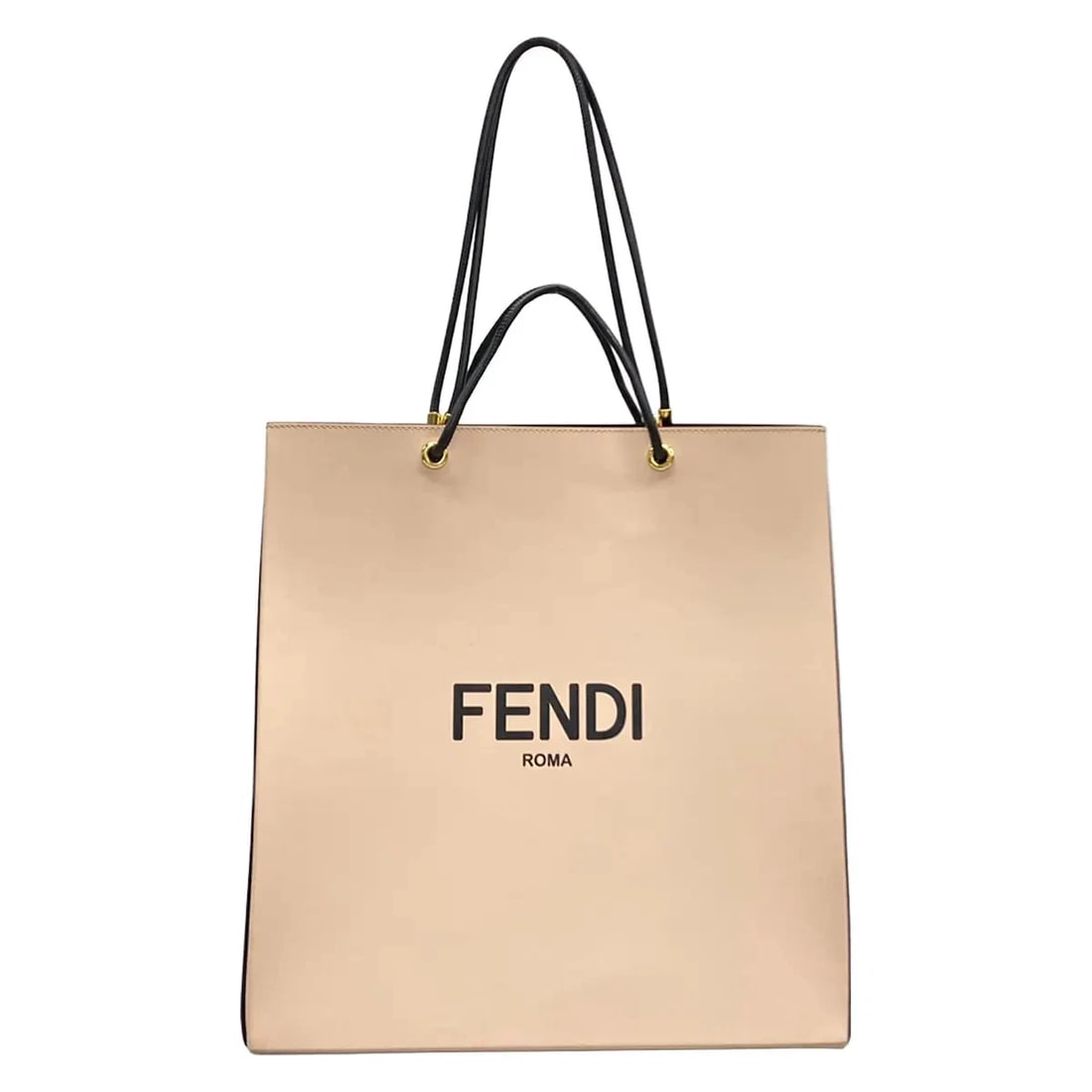 FENDI SHOPPING BAG MEDIUM BEIGE BLACK LEATHER TOTE BAG: FENDI Shopping bag medium Beige Black Leather Tote Bag Brand: FENDI Type/Style: Tote Bag Material: Exterior Material Leather Color: Exterior Color Beige, Black Size: Height : 13.78 inch (35 cm) cidth 