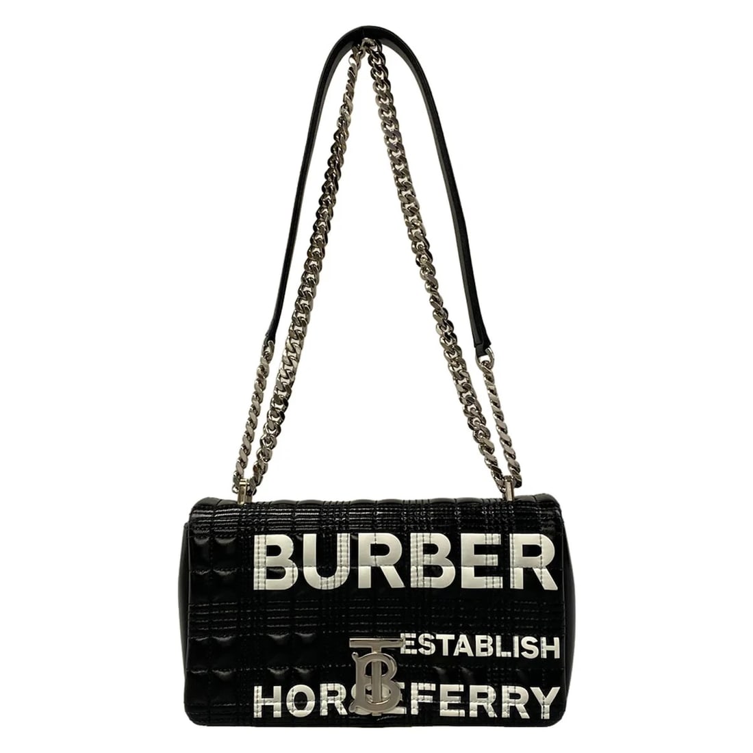 BURBERRY BLACK WHITE LEATHER SHOULDER BAG (1 of 9)