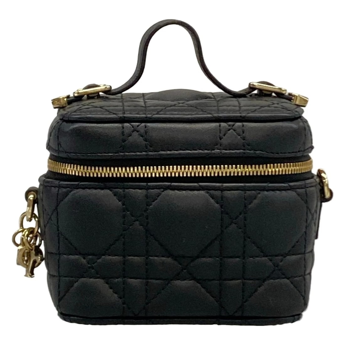 DIOR/CHRISTIAN MICROVANITY BLACK LAMBSKIN VANITY BAG: DIOR/Christian Microvanity Black Lambskin Vanity Bag Brand: DIOR/ChristianDior Type/Style: Vanity Bag Material: Exterior Material Lambskin Color: Exterior Color Black Size: Height : 3.94 inch (10 cm) 