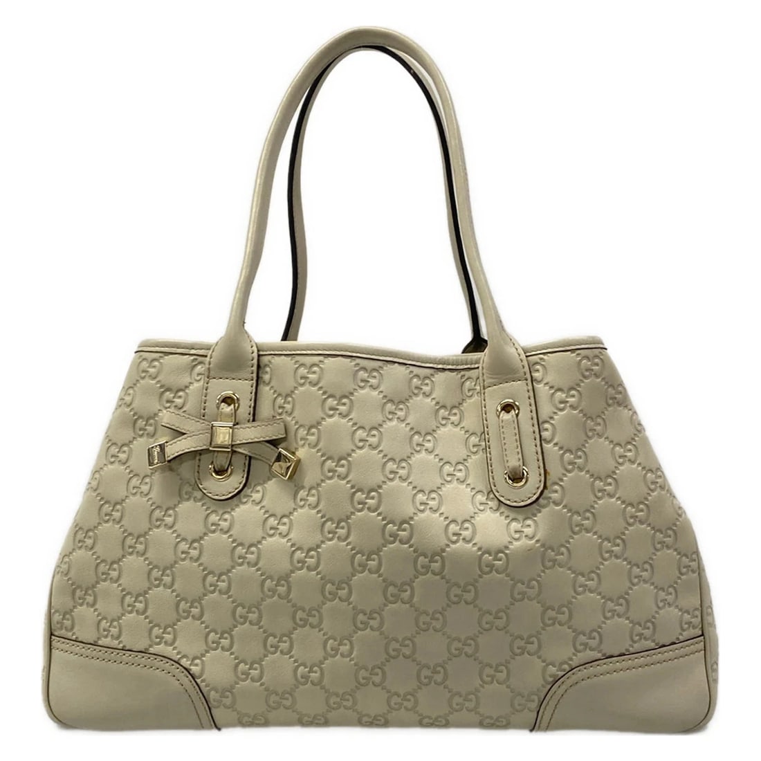 GUCCI PRINCESY, SHIMALINE GRAY BEIGE LEATHERTOTE BAG (1 of 9)