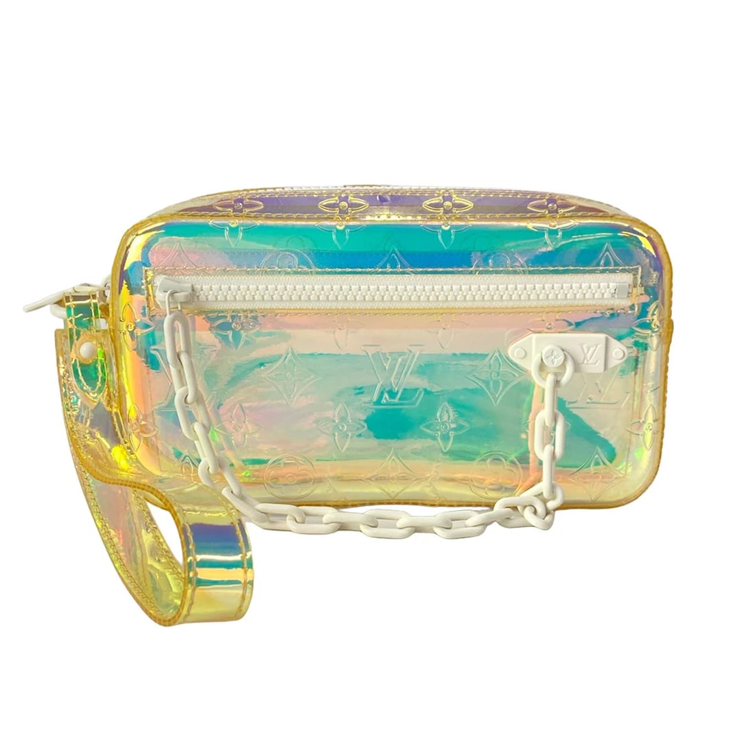 LOUIS VUITTON POCHETTE VOLGA MONOGRAM CLUTCH BAG: LOUIS VUITTON Pochette Volga Monogram Clutch Bag Brand: LOUIS VUITTON Type/Style: Clutch Bag Material: Exterior Material PVC Color: Exterior Color Monogram Prism Size: Height : 4.33 inch (11 cm) Width
