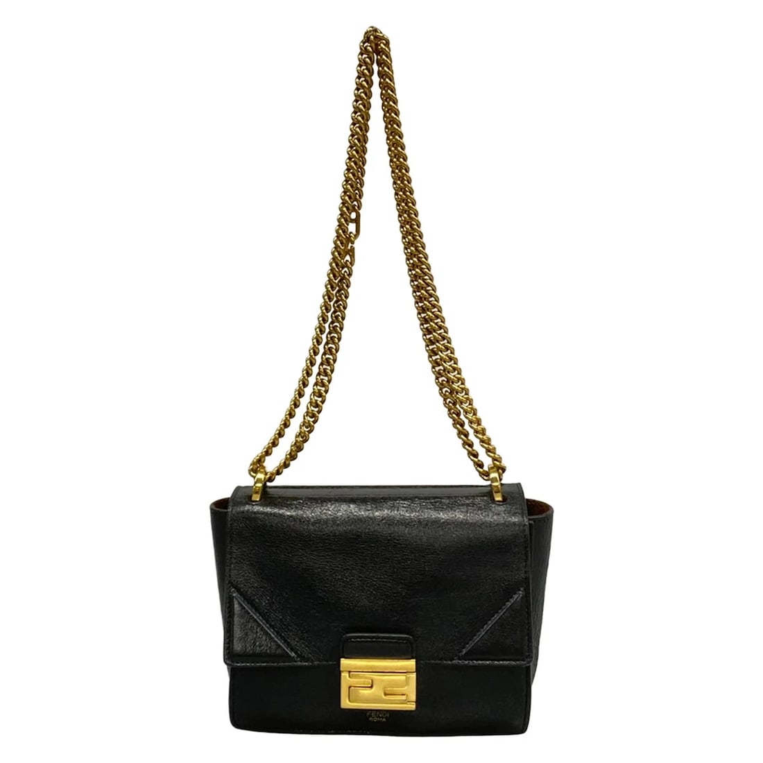 FENDI KAN U BLACK LEATHER SHOULDER BAG (1 of 10)