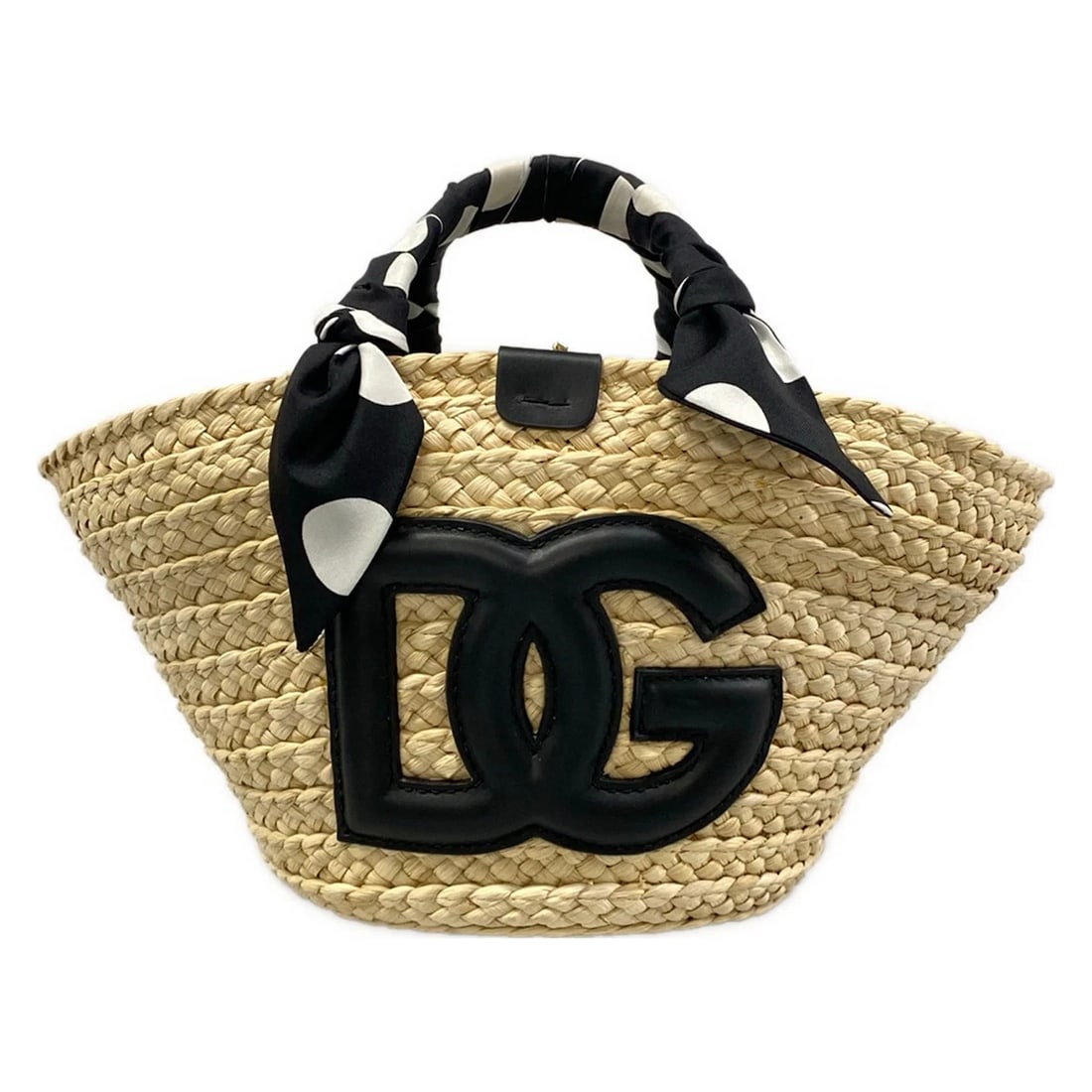 DOLCE&GABBANA KENDRA SMALL SHOPPING BAG: DOLCE&GABBANA Kendra small shopping bag Brand: DOLCE&GABBANA Type/Style: Tote Bag Material: Exterior Material Straw, Calf Skin, Silk Color: Exterior Color Beige, Black, White Size: Height : 7.09 inch