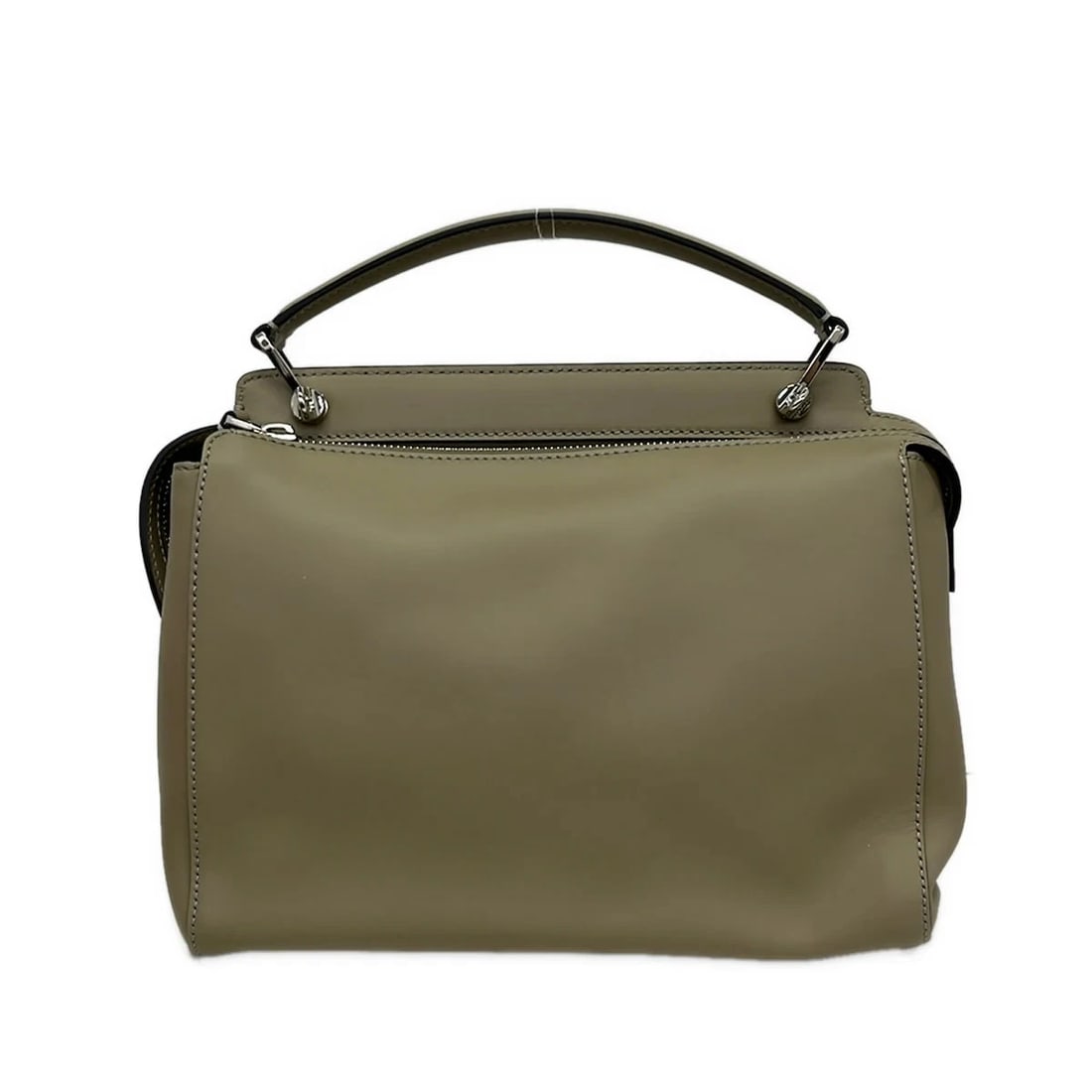 FENDI DOTCOM GRAY BEIGE LEATHERHANDBAG - 3