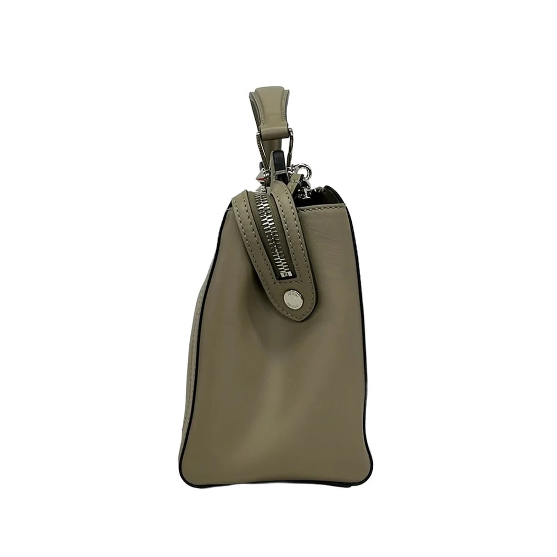 FENDI DOTCOM GRAY BEIGE LEATHERHANDBAG - 4