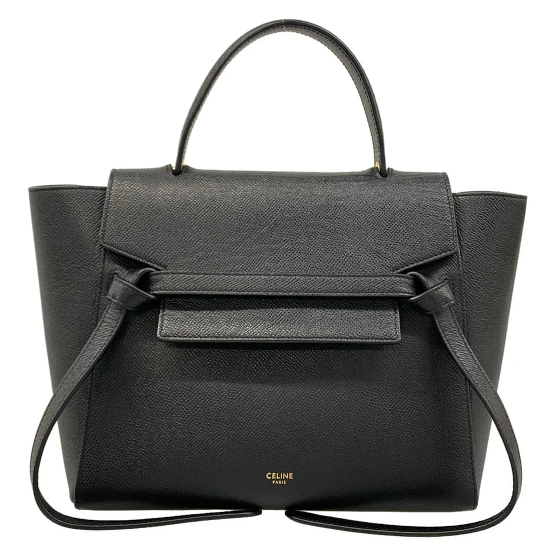 CELINE BELT BAG MICRO BLACK GRAINED CALFSKIN HANDBAG: CELINE Belt Bag Micro Black Grained Calfskin Handbag Brand: CELINE Type/Style: Handbag Material: Exterior Material Grained Calfskin Color: Exterior Color Black Size: Height : 8.66 inch (22 cm) Width :