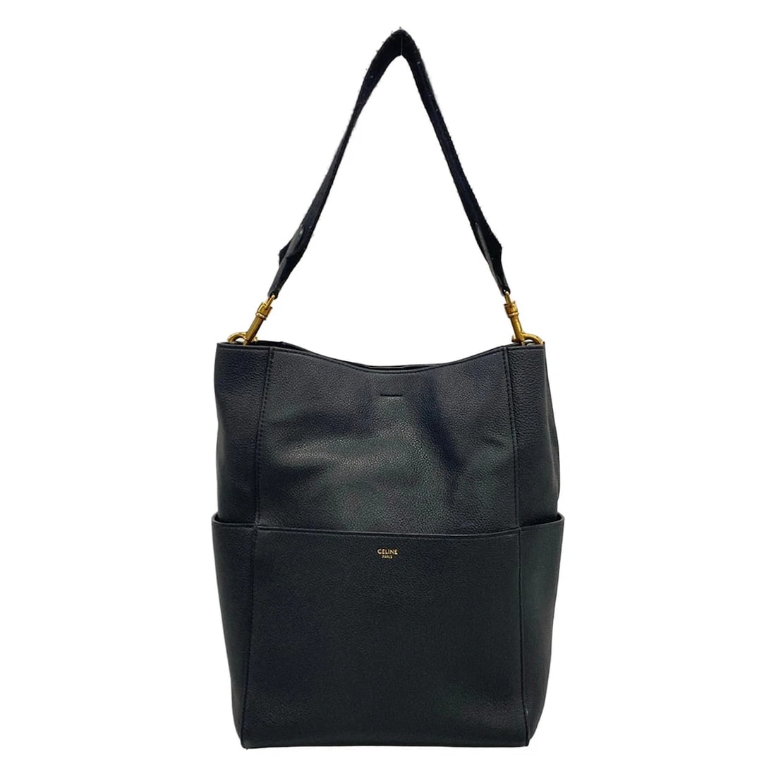 CELINE SANGLE MEDIUMBLACK SOFT GRAINED CALFSKIN SHOULDER BAG (1 of 10)