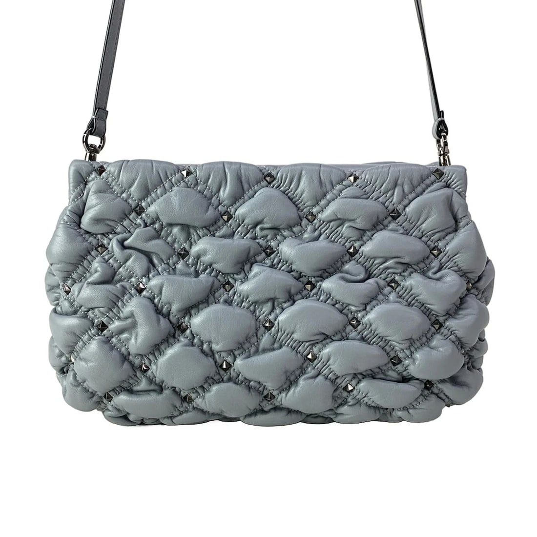 VALENTINOGARAVANI ROCKSTUD SPIKEBLUE GRAY E SHOULDER BAG - 3