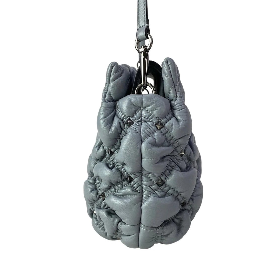 VALENTINOGARAVANI ROCKSTUD SPIKEBLUE GRAY E SHOULDER BAG - 4