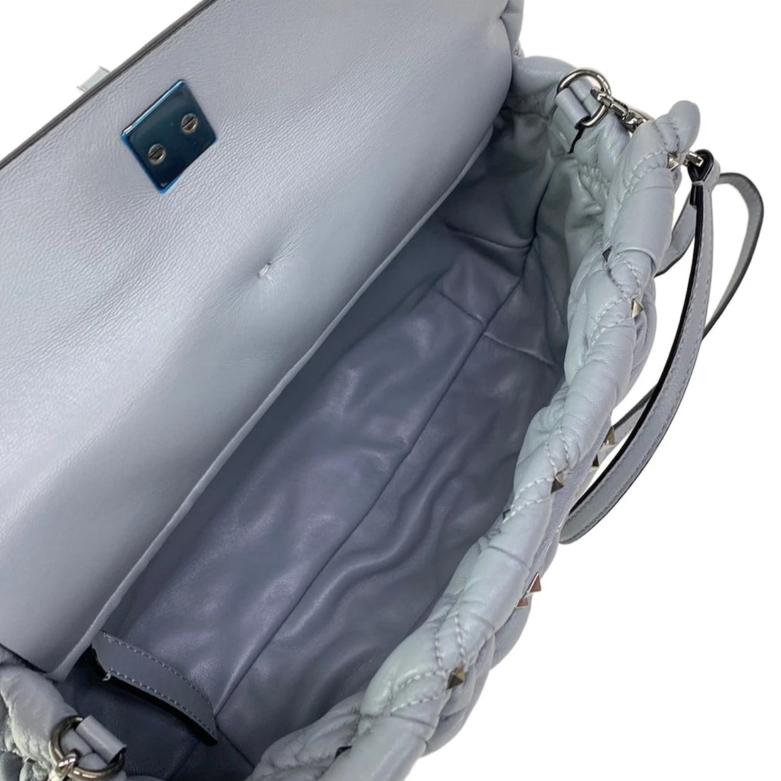 VALENTINOGARAVANI ROCKSTUD SPIKEBLUE GRAY E SHOULDER BAG - 7