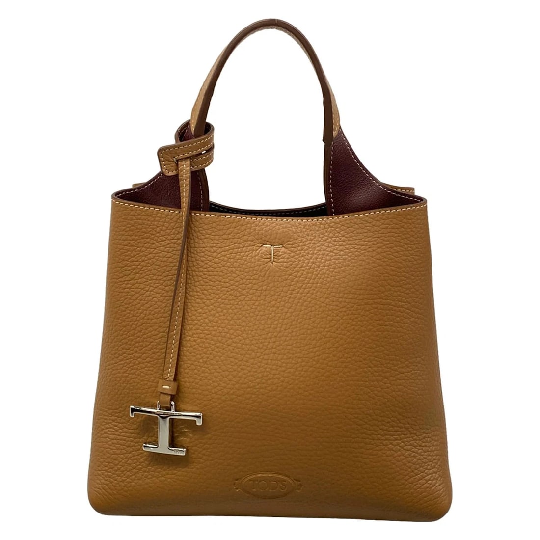 TOD'S T TIMELESSLIGHT BROWN BORDEAUX LEATHER TOTE BAG (1 of 10)