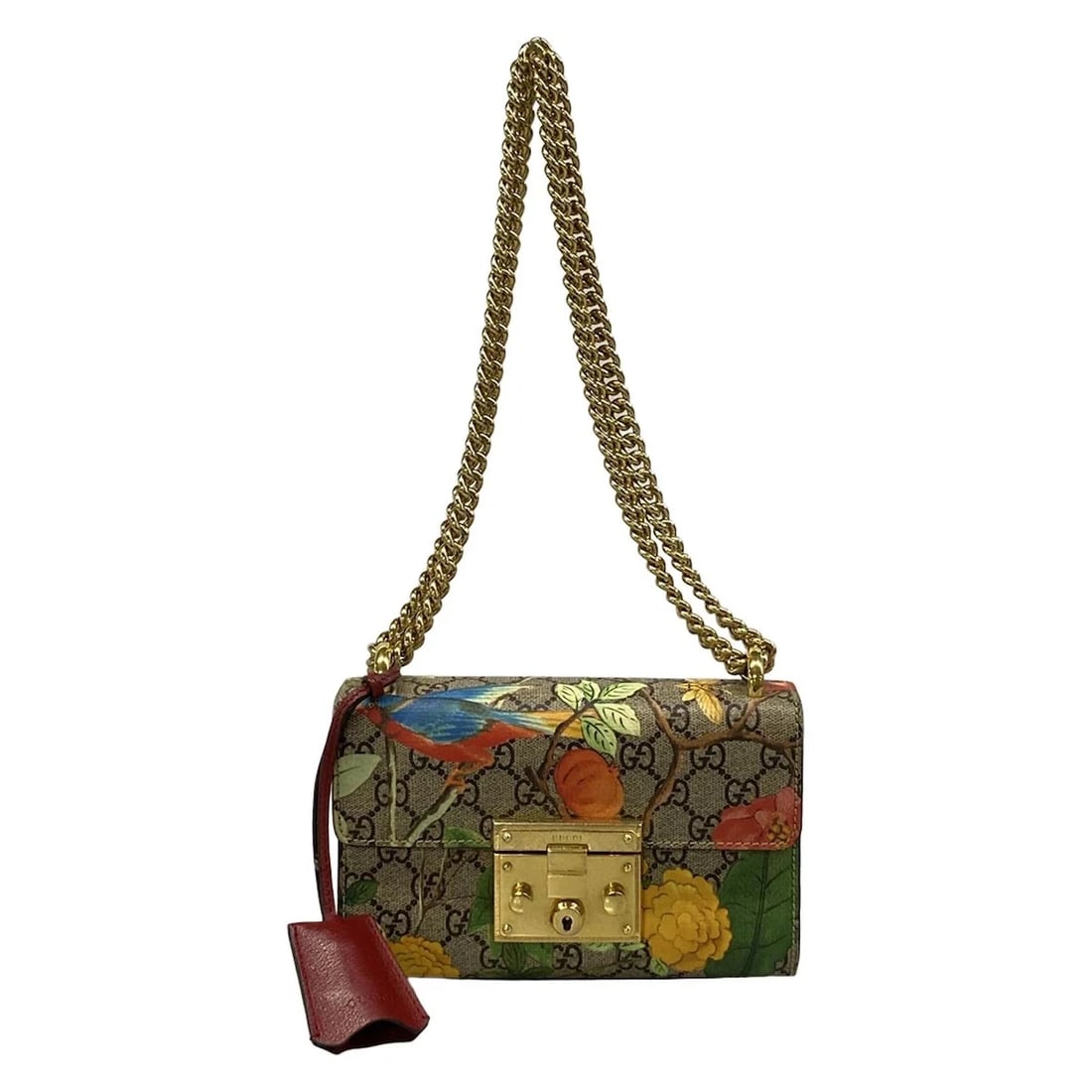 GUCCI PADLOCK SMALL/GUCCITIAN BEIGE SHOULDER BAG: GUCCI Padlock Small/Guccitian Beige Shoulder Bag Brand: GUCCI Type/Style: Shoulder Bag Material: Exterior Material PVC, Leather Color: Exterior Color Beige, Ebony, Multi Size: Height : 5.12 inch" (13 