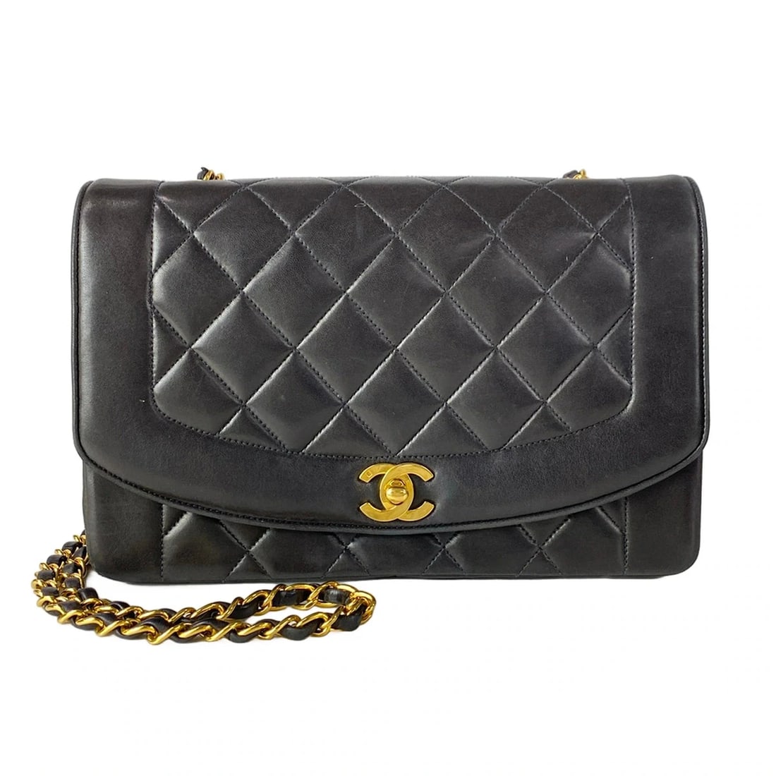 CHANEL DIANA FLAP MATELASSE BLACK LAMBSKIN SHOULDER BAG: CHANEL Diana Flap Matelasse Black Lambskin Shoulder Bag Brand: CHANEL Type/Style: Shoulder Bag Material: Exterior Material Lambskin Color: Exterior Color Black Size: Height : 6.3 inch (16 cm) Width : 