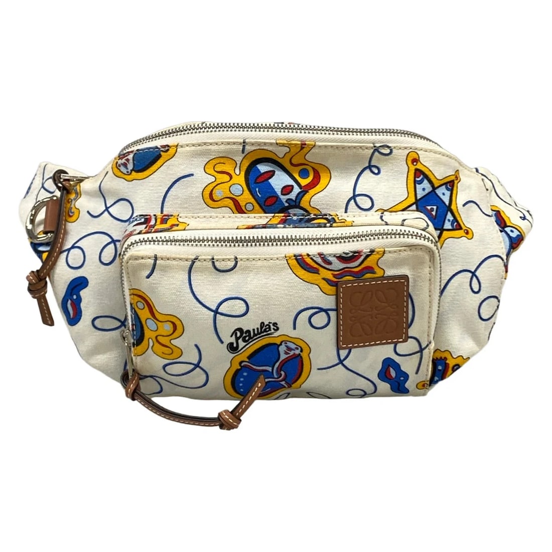 LOEWE PAULA BODY BAG WHITE ORANGE BUM BAG: LOEWE Paula Body Bag White Orange Bum Bag Brand: LOEWE Type/Style: Bum Bag Material: Exterior Material Canvas, Leather Color: Exterior Color White, Orange, Multi Size: Height : 5.91 inch (15 cm) Width