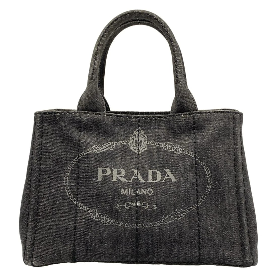 PRADA CANAPA DARK GRAY DENIM TOTE BAG (1 of 10)