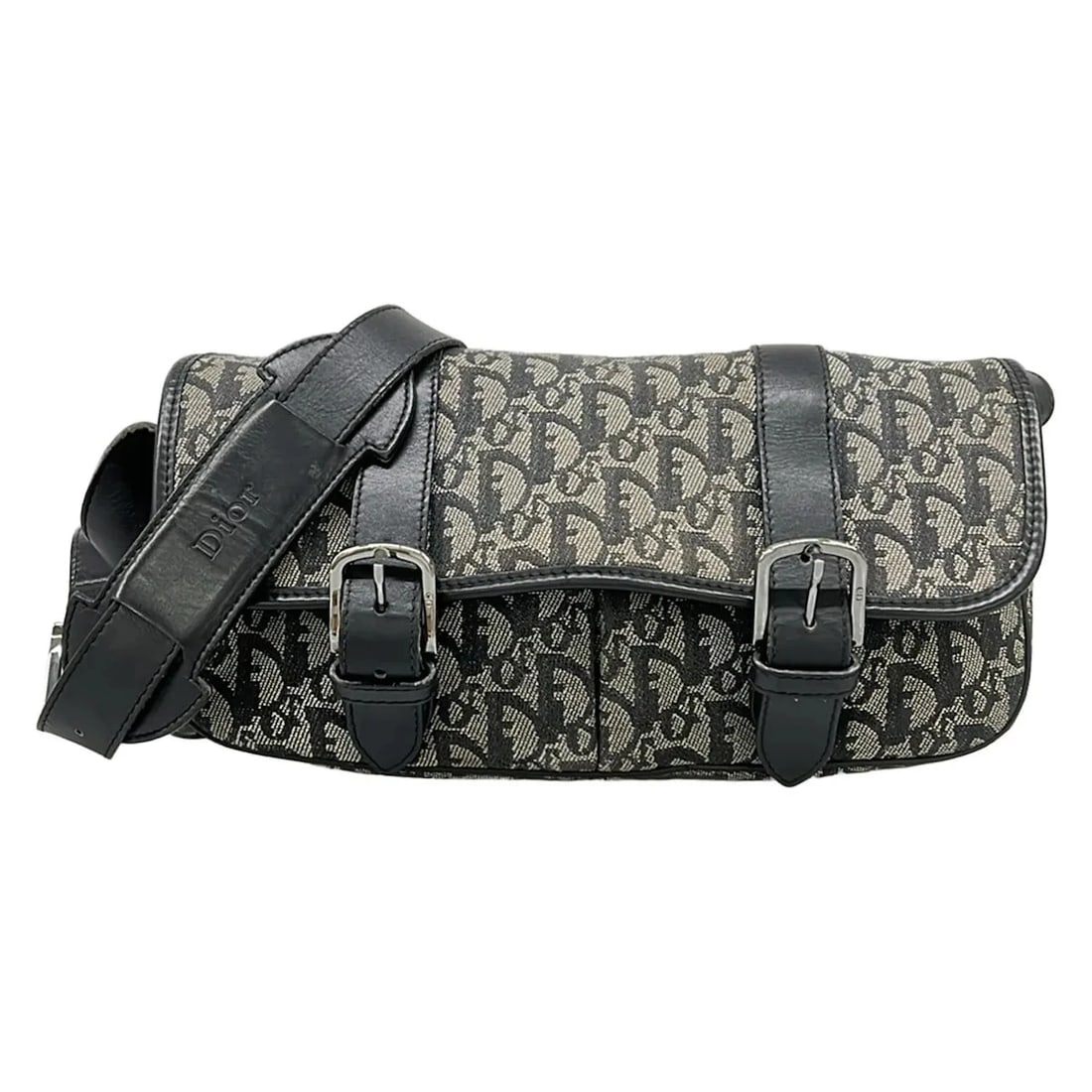 DIOR/CHRISTIAN BLACK CREAM DARK GRAY JACQUARD LEATHER: DIOR/Christian Black Cream Dark Gray Jacquard Leather Brand: DIOR/ChristianDior Type/Style: Shoulder Bag Material: Exterior Material Jacquard, Leather Color: Exterior Color Black, Cream, Dark Gray Siz