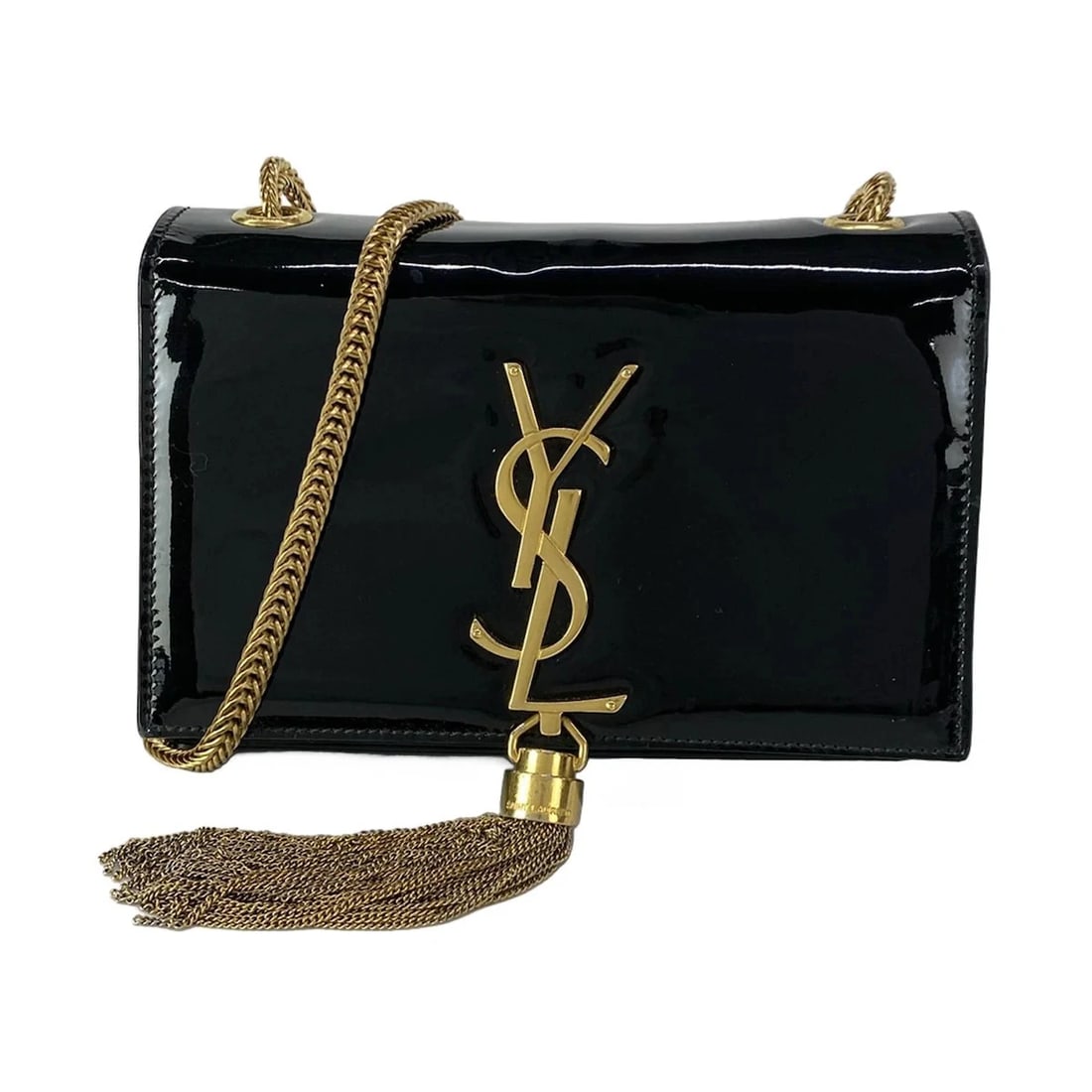 SAINT LAURENT PARIS KATE BLACK PATENT LEATHER SHOULDER BAG (1 of 11)