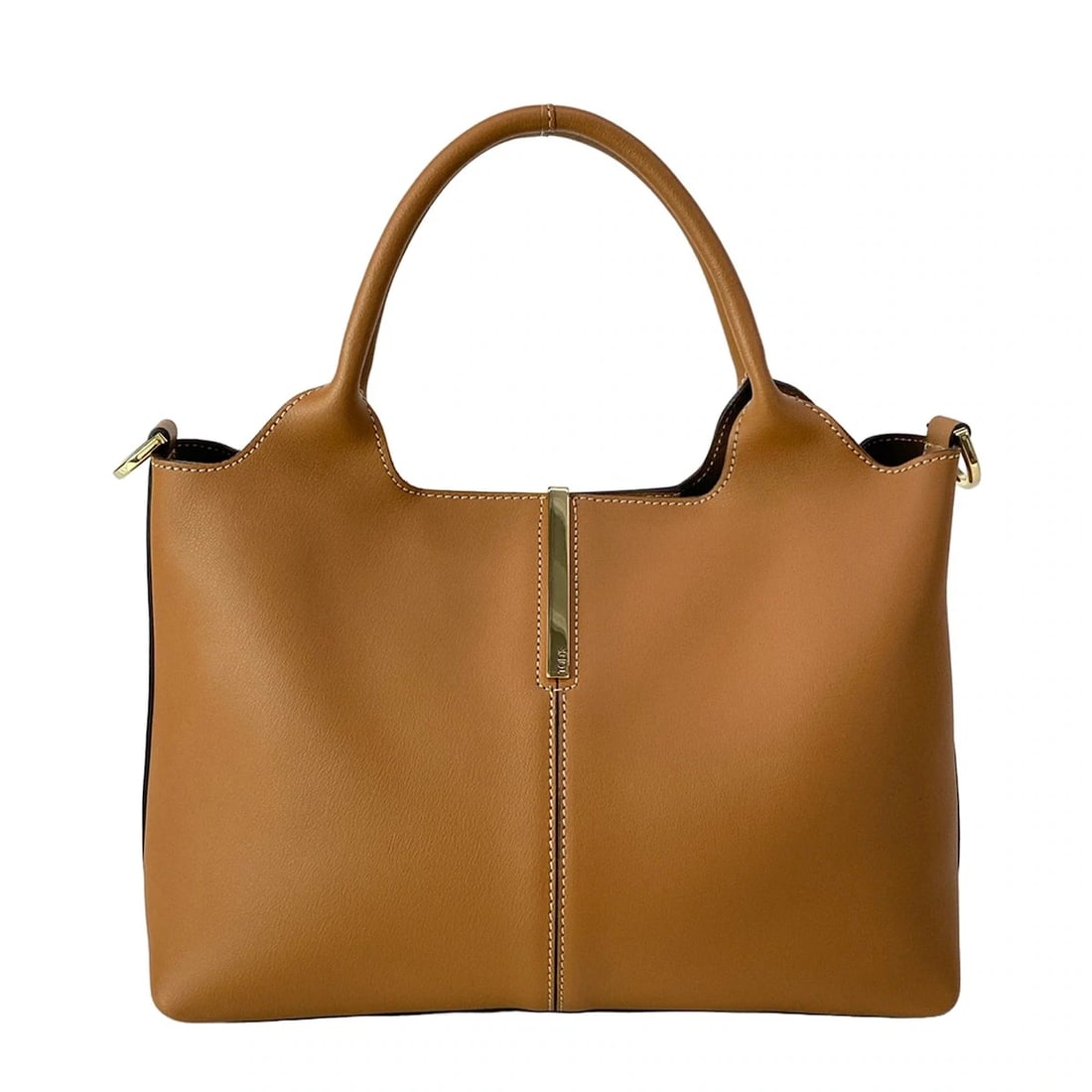 TOD'S LEATHER SHOPPING BAG SMALL BROWN LEATHER TOTE BAG (1 of 9)