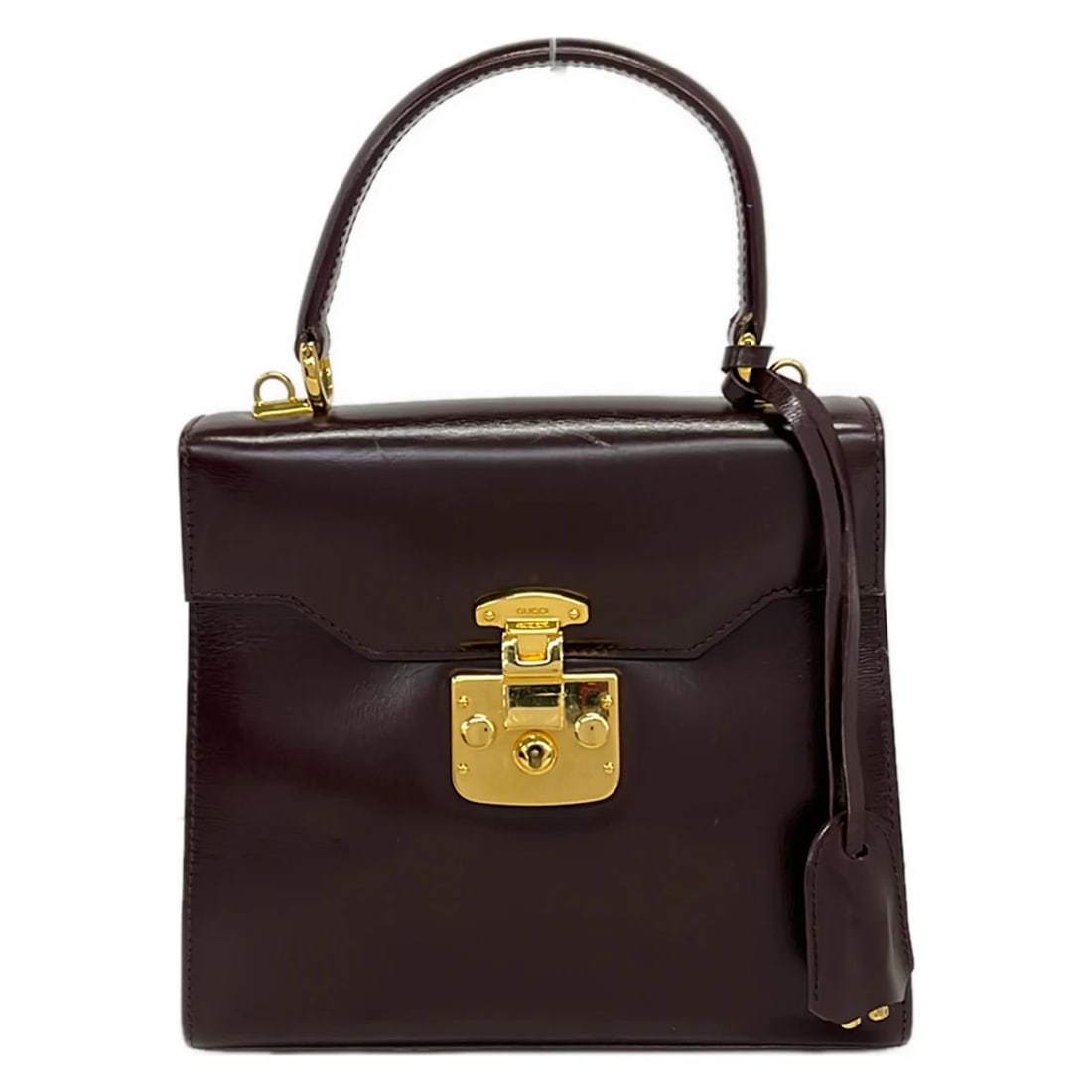 GUCCI LADY LOCKBORDEAUX LEATHER HANDBAG: GUCCI Lady LockBordeaux Leather Handbag Brand: GUCCI Type/Style: Handbag Material: Exterior Material Leather Color: Exterior Color Bordeaux Size: Height : 7.09 inch (18 cm) Width : 7.28 inch (18.5 cm)