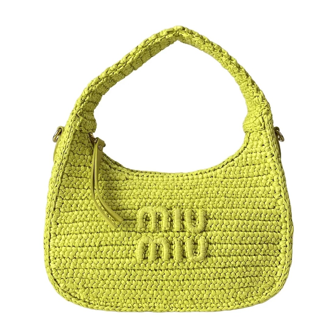 MIUMIU WONDER LIGHT GREEN RAFFIA LEATHER HANDBAG (1 of 12)