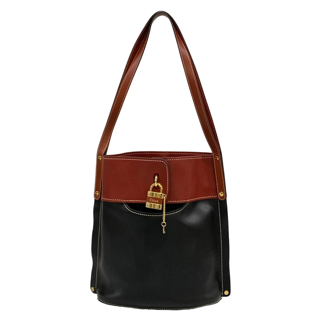 CHLOE ABBEY BROWN BLACK LEATHER SHOULDER BAG (1 of 10)