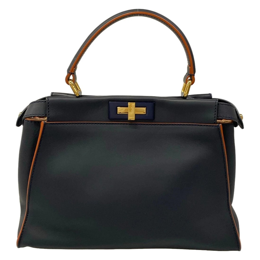 FENDI PEEKABOO ICONIC MEDIUM DARK NAVY LEATHERHANDBAG: FENDI Peekaboo Iconic Medium Dark Navy LeatherHandbag Brand: FENDI Type/Style: Handbag Material: Exterior Material Leather Color: Exterior Color Dark Navy Size: Height : 9.84 inch (25 cm) Width : 13.3