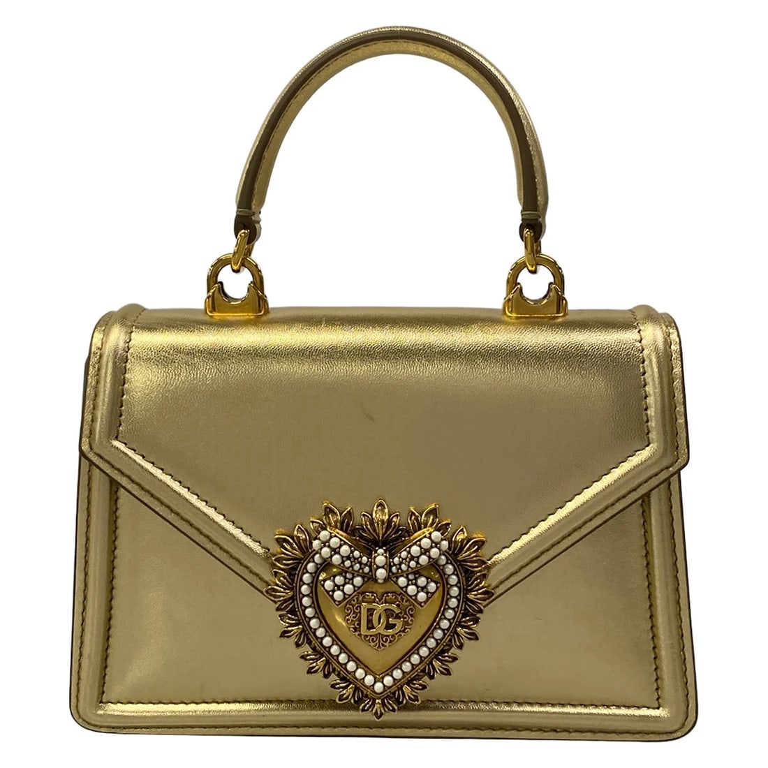 DOLCE&GABBANA DEVOTION GOLD LEATHER HANDBAG (1 of 8)