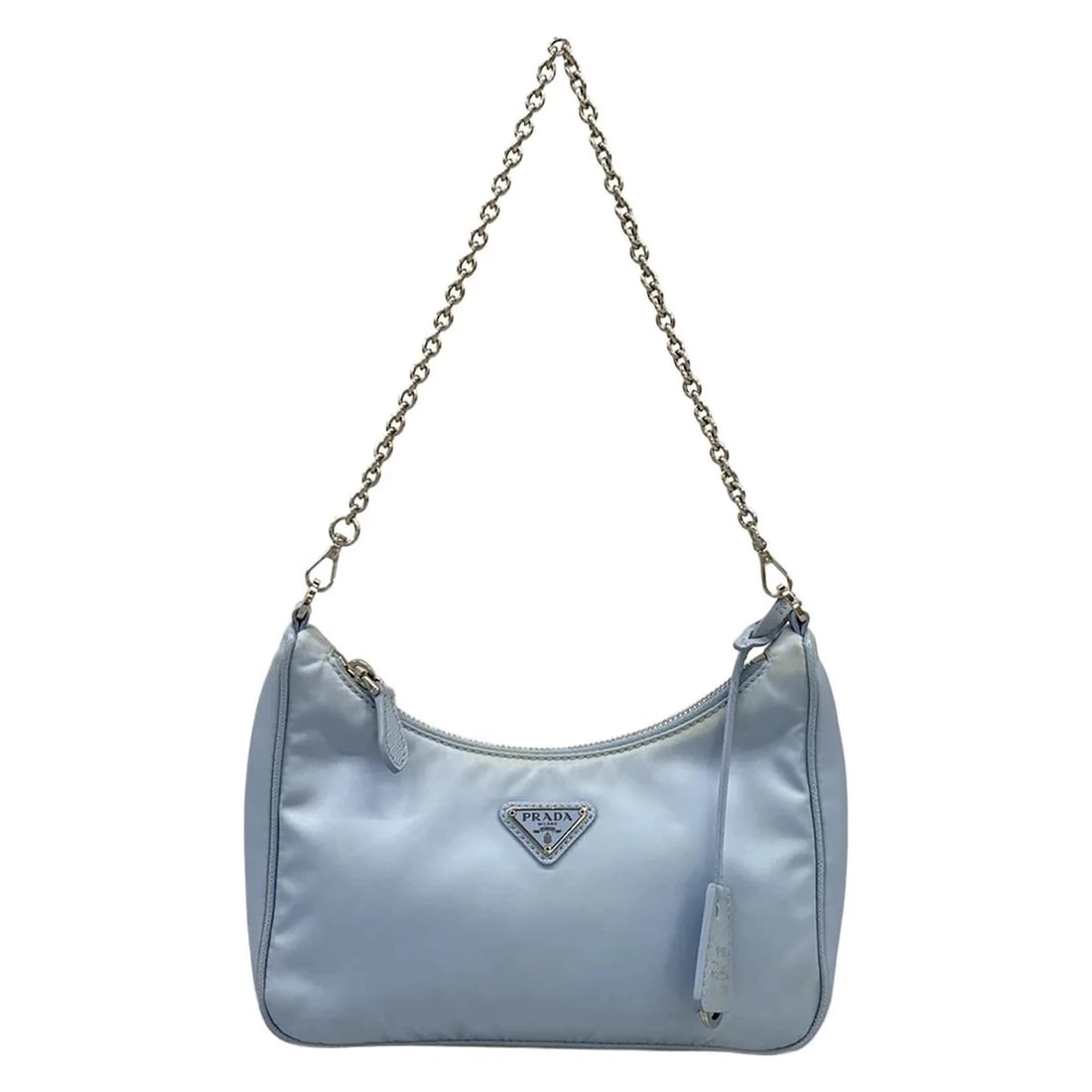 PRADA RE-EDITION LIGHT BLUE NYLON SAFFIANO LEATHER: PRADA Re-Edition Light Blue Nylon Saffiano Leather Brand: PRADA Type/Style: Shoulder Bag Material: Exterior Material Nylon, Saffiano Leather Color: Exterior Color Light Blue Size: Height : 4.53 inch (