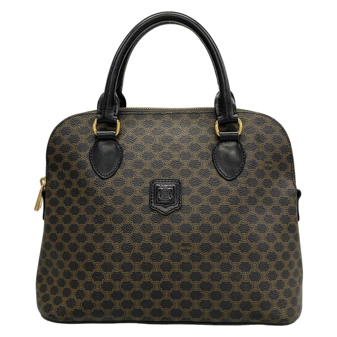 CELINE MACADAM BLACK BROWN PVC LEATHER HANDBAG (1 of 8)