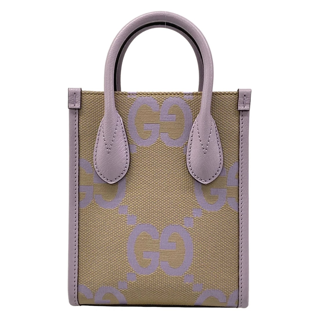 GUCCI JUMBO LIGHT PURPLE BEIGE JACQUARD LEATHER TOTE BAG: GUCCI Jumbo Light Purple Beige Jacquard Leather Tote Bag Brand: GUCCI Type/Style: Tote Bag Material: Exterior Material Jacquard, Leather Color: Exterior Color Light Purple, Beige Size: Height : 7.48 i
