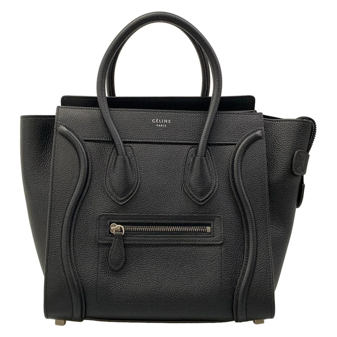 CELINE LUGGAGE MICRO SHOPPERBLACK GRAINED CALFSKIN HANDBAG: CELINE Luggage Micro ShopperBlack Grained Calfskin Handbag Brand: CELINE Type/Style: Handbag Material: Exterior Material Grained Calfskin Color: Exterior Color Black Size: Height : 11.02 inch (28 cm) 