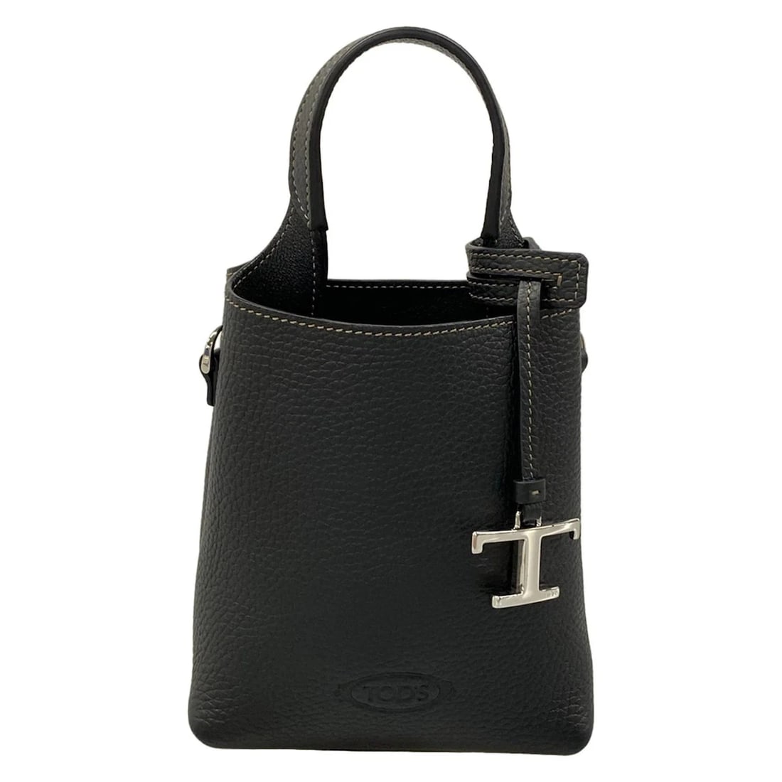 TOD'S T TIMELESS BLACK LEATHER HANDBAG: TOD'S T Timeless Black Leather Handbag Brand: TOD'S Type/Style: Handbag Material: Exterior Material Leather Color: Exterior Color Black Size: Height : 6.1 inch (15.5 cm) Width : 4.72 inch (12 cm)5.51 