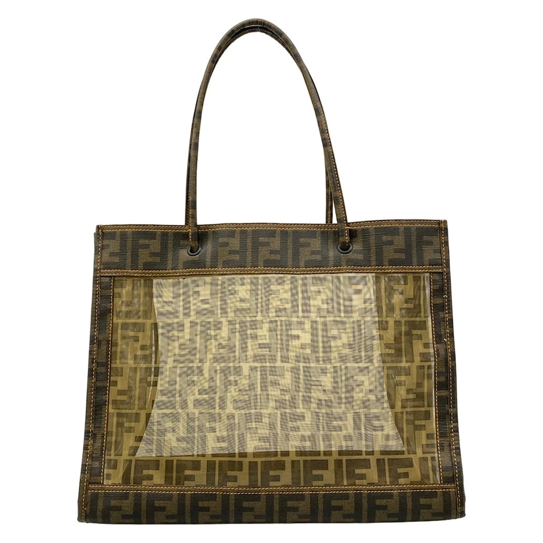 FENDI ZUCCA DARK BROWN LIGHT BROWN PVC TOTE BAG (1 of 9)