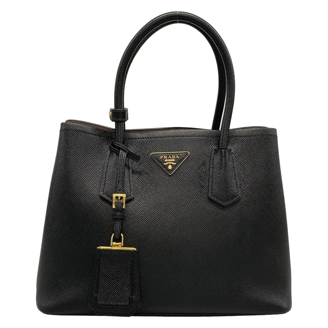 PRADA DOUBLE SMALL BAG BLACK SAFFIANO LEATHER TOTE BAG: PRADA Double Small Bag Black Saffiano Leather Tote Bag Brand: PRADA Type/Style: Tote Bag Material: Exterior Material Saffiano Leather Color: Exterior Color Black Size: Height : 8.86 inch (22.5 cm) Wid