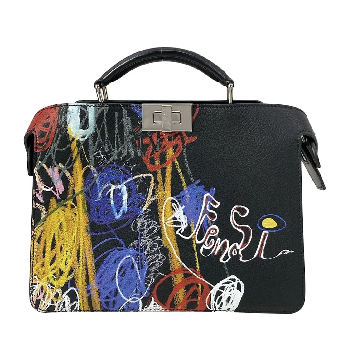 FENDI PEEKABOO BLACK MULTI LEATHER HANDBAG: FENDI Peekaboo Black Multi Leather Handbag Brand: FENDI Type/Style: Handbag Material: Exterior Material Leather Color: Exterior Color Black, Multi Size: Height : 8.07 inch (20.5 cm) Width : 10.24 inch