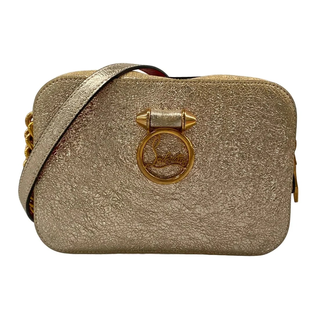 CHRISTIAN LOUBOUTIN RUBYLOU PINK SILVER LEATHER SHOULDER BAG (1 of 9)