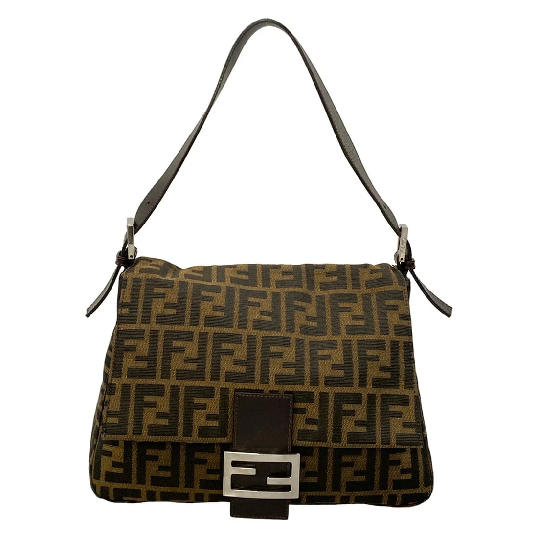 FENDI MAMMA BUCKET / ZUCCHINO PATTERN BROWN BLACK: FENDI Mamma bucket / Zucchino pattern Brown Black Brand: FENDI Type/Style: Shoulder Bag Material: Exterior Material Jacquard, Leather Color: Exterior Color Brown, Black, Dark Brown Size: Height : 7.87
